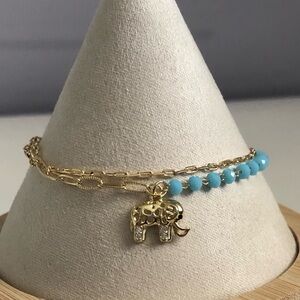 Pretty Bird NEW 18k Yellow Gold Plated Elephant Charm Bracelet + FREE charms